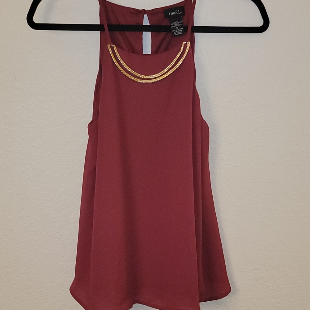 WOMENS MAROON SLEEVELESS BLOUSE